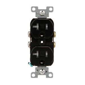 Eaton TRBR20BKBXSP 20-Amp 3-Wire 125-Volt Tamper Resistant Commercial Grade Duplex Receptacle 2-Pole, Black