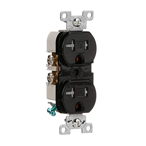 Eaton TRBR20BKBXSP 20-Amp 3-Wire 125-Volt Tamper Resistant Commercial Grade Duplex Receptacle 2-Pole, Black