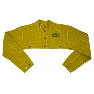 ironcat 7000 cowhide leather welding cape sleeve - golden yellow, x-large size cape jacket with heat resistance. welding gears