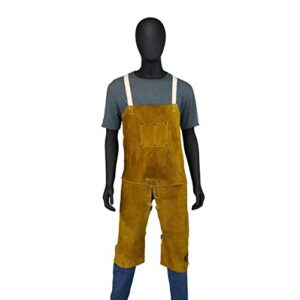 IRONCAT 7011 Leather Split Leg Bib Apron – 24in. x 48 in. Welding Chaps with Anodized Snaps and Rivets, Kevlar Sewn, Split Cowhide Leather. Welding Protection Apparel