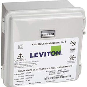 Leviton MO240-1SW Outdoor Surface Mount Mechanical Counter 120/208/240V 2P3W 100A with 2 Solid Core CTs Mini Meter Kit