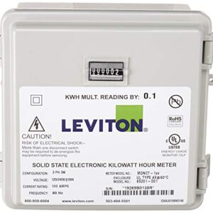 Leviton MO240-1SW Outdoor Surface Mount Mechanical Counter 120/208/240V 2P3W 100A with 2 Solid Core CTs Mini Meter Kit