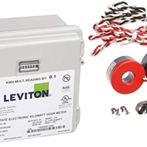 Leviton MO240-1SW Outdoor Surface Mount Mechanical Counter 120/208/240V 2P3W 100A with 2 Solid Core CTs Mini Meter Kit