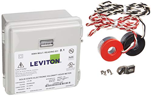 Leviton MO240-1SW Outdoor Surface Mount Mechanical Counter 120/208/240V 2P3W 100A with 2 Solid Core CTs Mini Meter Kit