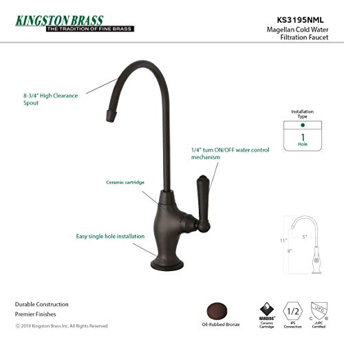 Kingston Brass KS3195NML Magellan Design 1/4 Turn Water Filter Faucet, Oil Rubbed Bronze,4-3/4 inch Spout Reach , Oil-Rubbed Bronze