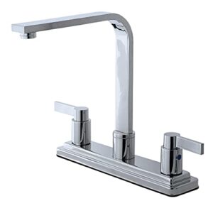 kingston brass kb8791ndlls nuvofusion euro high rise spout kitchen faucet without sprayer, polished chrome