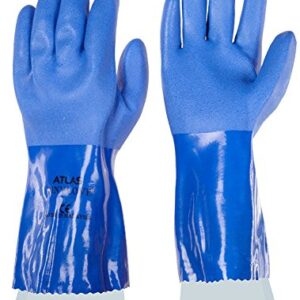 SHOWA Size 10 Blue ATLAS Cotton Lined 1.3 mm Cotton And PVC Chemical Resistant Gloves, X-Large