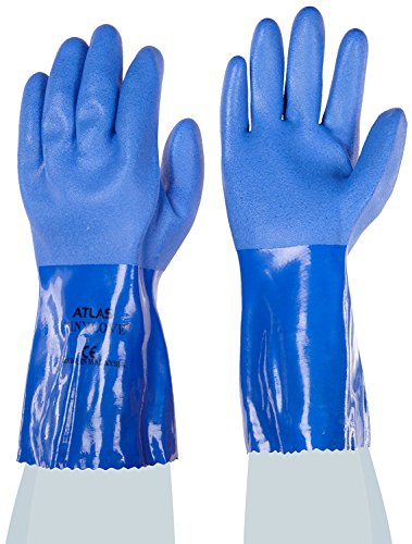 SHOWA Size 10 Blue ATLAS Cotton Lined 1.3 mm Cotton And PVC Chemical Resistant Gloves, X-Large