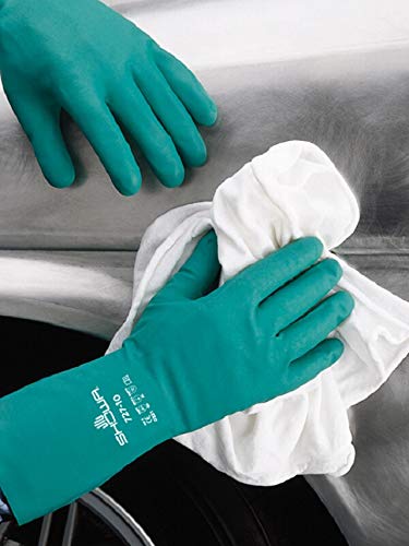 SHOWA 727-09 Nitrile Unlined Chemical Resistant Glove, Large (Pack of 12 Pairs),Light Green