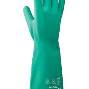 SHOWA 730 Nitrile Cotton Flock-lined Chemical Resistant Glove, Large (Pack of 12 Pairs),Light Green
