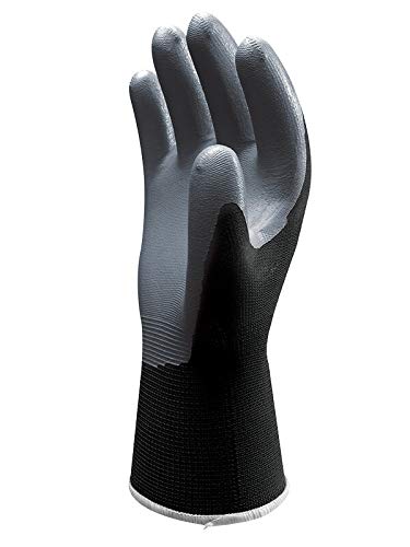 SHOWA Atlas 370B Nitrile Palm Coating Glove, Black, Medium (Pack of 12 Pairs)