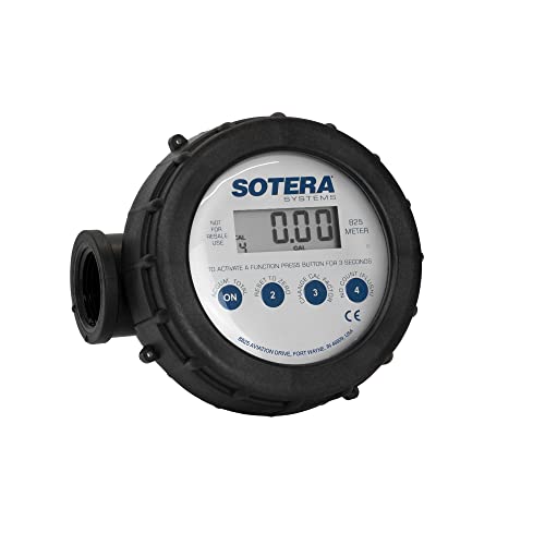 Sotera 825 1" 2-20 GPM(7-75 LPM) Digital Inline Nutating Disc Poly Chemical Transfer Meter, 125 PSI (8.6 bar)