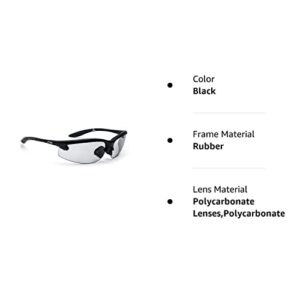 Transition Safety Glases with Polycarbonate Light to Dark Grey Lenses ANSI Z87+Impact Approved in Black Wraparound Style Frame