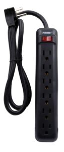 prime wire & cable pb922009 6-outlet power strip with right angle plug and 14-3 sjt 3-feet cord,black