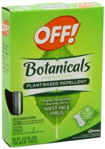 off! botanical towelettes plant based repellent,8 towelette.