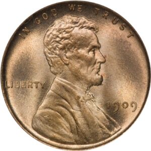 1909 vdb 1c pcgs ms66rd lincoln cent wheat reverse