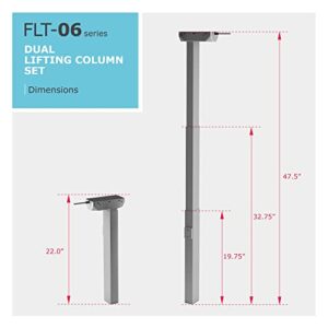 PROGRESSIVE AUTOMATIONS Height Adjustable Two-Leg Lifting Column Set - 24VDC | Brushed DC Motor | Height Range (22 to 47.5) | for Industrial, Home, Office Automation | FLT-06 Model