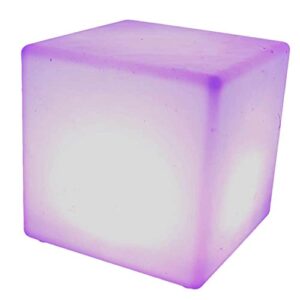 main access 16 x 16 inch outdoor color changing led light cube with wireless remote, weatherproof rechargeable block seat for pool, spa, or patio, 16 colors