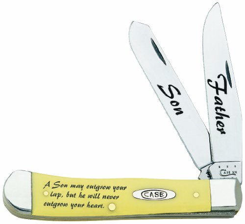 Case Cutlery CAT-FS/Y Yellow Handle Gift Sets Yellow Synthetic Trapper Knife with Stainless Steel Blades, Yellow Synthetic