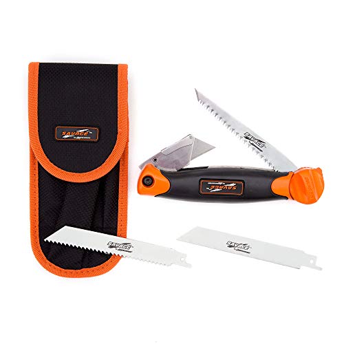 Swanson SVK666 Savage Folding Jab Saw/Utility Knife with 3 Saw Blades, 1 Utility Knife Blade and Soft Pouch