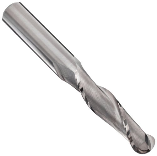 YG-1 - 50558 E5014 Carbide Ball Nose End Mill, Long Reach, Uncoated (Bright) Finish, 30 Deg Helix, 2 Flutes, 2.25" Overall Length, 0.125" Cutting Diameter, 0.125" Shank Diameter