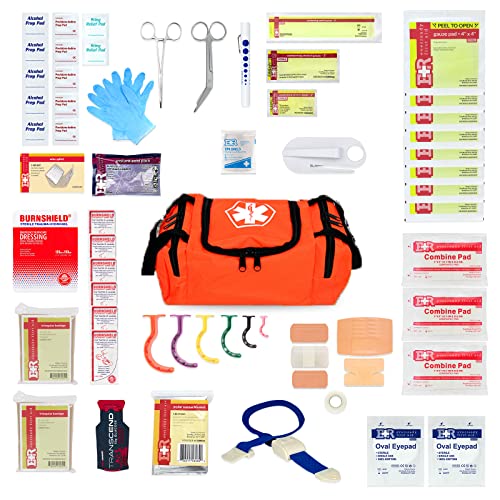 Dixie EMS First Responder Fully Stocked Trauma First Aid Kit – Orange