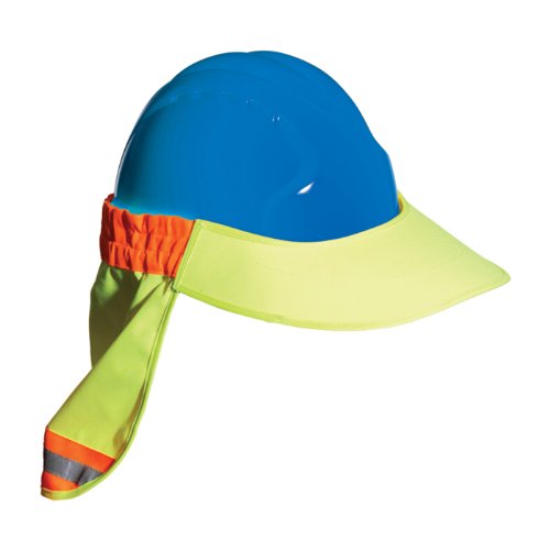 EZ-Cool 396-800-YEL Hi-Vis Hard Hat Neck Sun Shade With Visor, Large, Yellow