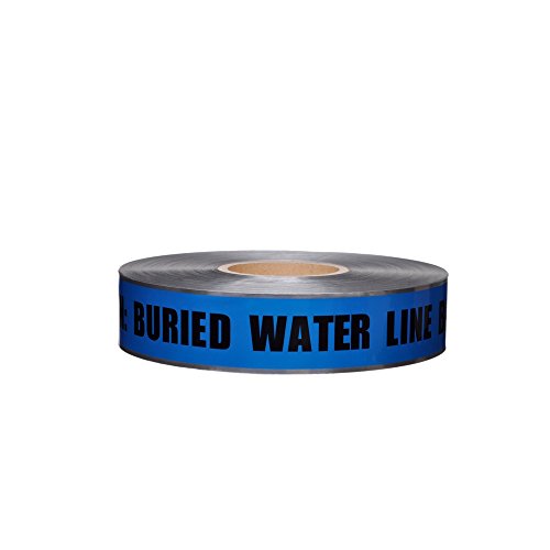 Swanson Tool Co DETB21005 2 inch by 1000 Foot 5 Mil Detectable Safety Tape "Caution Buried Water Line Below" Blue with Black Print