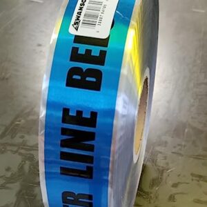 Swanson Tool Co DETB21005 2 inch by 1000 Foot 5 Mil Detectable Safety Tape "Caution Buried Water Line Below" Blue with Black Print