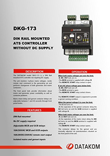 DATAKOM DKG-173 230/400V Generator/Mains Automatic Transfer Switch Panel (ATS)