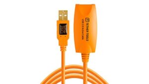 tether tools tetherpro usb 2.0 to usb female active extension cable cable | for fast transfer between camera and computer | high visibility orange | 16 feet (5 m)