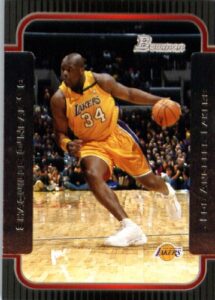 2003 04 bowman basketball card #50 shaquille o'neal los angeles lakers