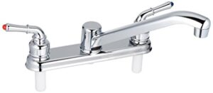 ez-flo kitchen faucet, two-handle non-metallic, washerless deck mount with side spray, polished chrome finish, ez-10125
