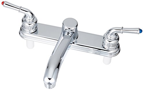 EZ-FLO Kitchen Faucet, Two-Handle Non-Metallic, Washerless Deck Mount with Side Spray, Polished Chrome Finish, EZ-10125