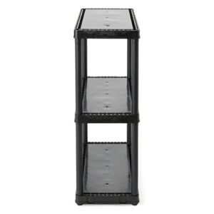 Gracious Living 3 Shelf Fixed Height Solid Light Duty Storage Unit 12 x 24 x 33 Organizer System for Home, Garage, Basement, and Laundry, Black