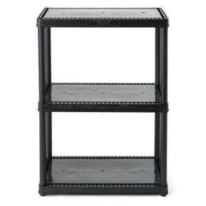 Gracious Living 3 Shelf Fixed Height Solid Light Duty Storage Unit 12 x 24 x 33 Organizer System for Home, Garage, Basement, and Laundry, Black