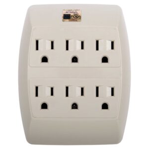 ifocus electronics 6 grounded outlets, 4 x 4.75 inches, beige