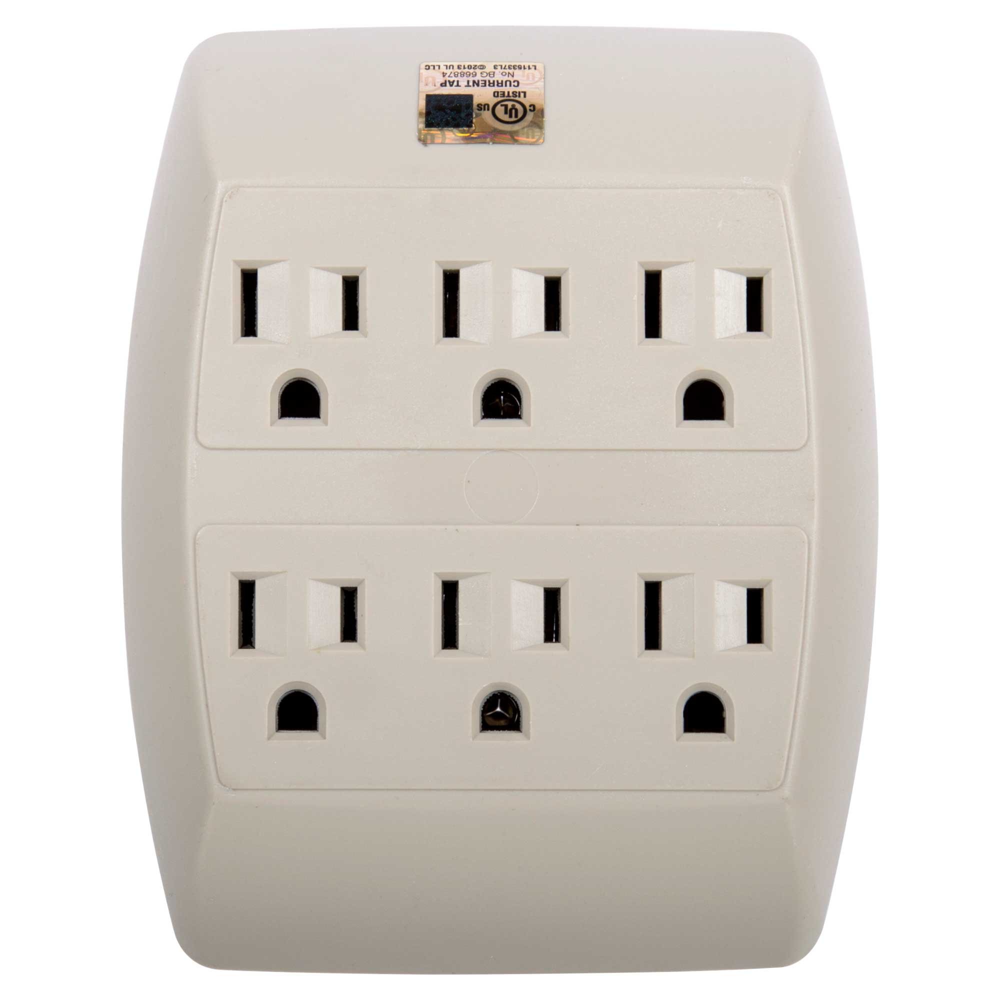 iFocus Electronics 6 Grounded Outlets, 4 x 4.75 inches, Beige