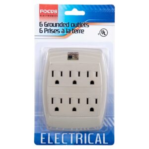 iFocus Electronics 6 Grounded Outlets, 4 x 4.75 inches, Beige