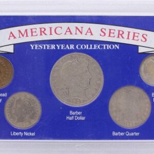 Americana Series Yesteryear Coin Collection W/Barber Half, Quarter, Dime, Nickel and Indian Cent