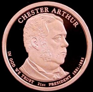 2012-s chester a arthur proof presidential dollar coin