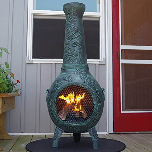 The Blue Rooster Dragonfly Aluminum Chiminea in Gold Accent