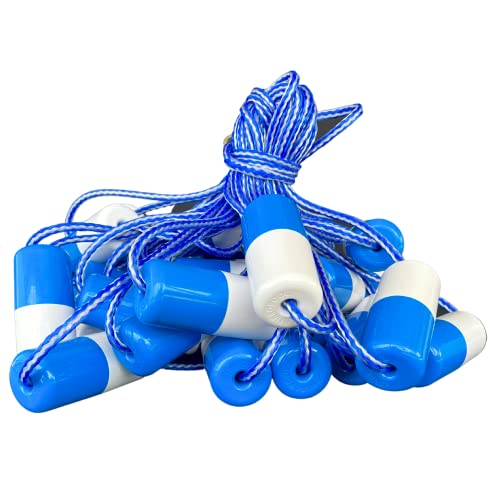 FibroPool Floating Pool Safety Rope - 16 Foot - Adjustable Length Lane Divider With Hooks for Swimming Pools - Equipment to Divide Swim Race Lanes - Buoy Line With 4 Integrated Floats