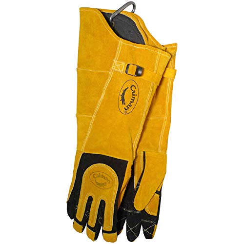 Caiman Premium Split Deerskin MIG/Stick Welding Gloves with Fleece/Foam Insulation, 21-inch length, Split Cowhide Leather Heat Shield Patch, Sock Lined Foam, Kevlar, Black/Gold, X-Large (1878-5)