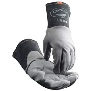 caiman premium split deerskin tig welding gloves, 4-inch cuff, unlined, kevlar, kontour, gray, x-large (1864-6)