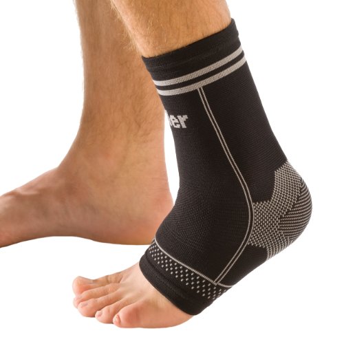 Mueller Sports Medicine 4-Way Ankle Support Sleeve, For Men and Women, Black, S/M