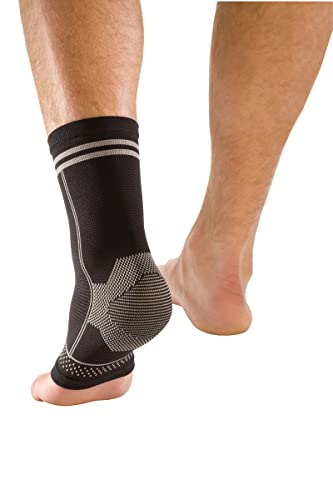 Mueller Sports Medicine 4-Way Ankle Support Sleeve, For Men and Women, Black, S/M