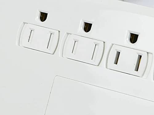 Monoprice Power & Surge - 12 Outlet Surge Protector Power Strip With 2 Built In 2.1A USB Charger Ports - 6 Feet - White | Cord UL Rated, 3,420 Joules With Grounded And Protected Light Indicator