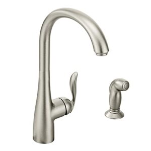 moen arbor spot resist stainless one-handle high-arc kitchen faucet with side spray, 7790srs