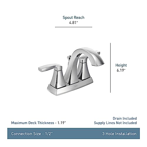 Moen Voss Chrome Two-Handle High Arc Bathroom Faucet, 6901, 0.5